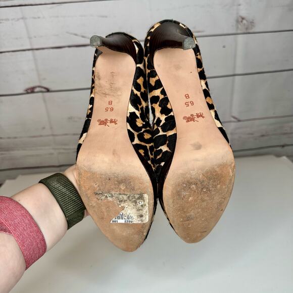 Coach | Giovanna Calf Hair Leopard Print Heels size 6.5 - Picture 5 of 10
